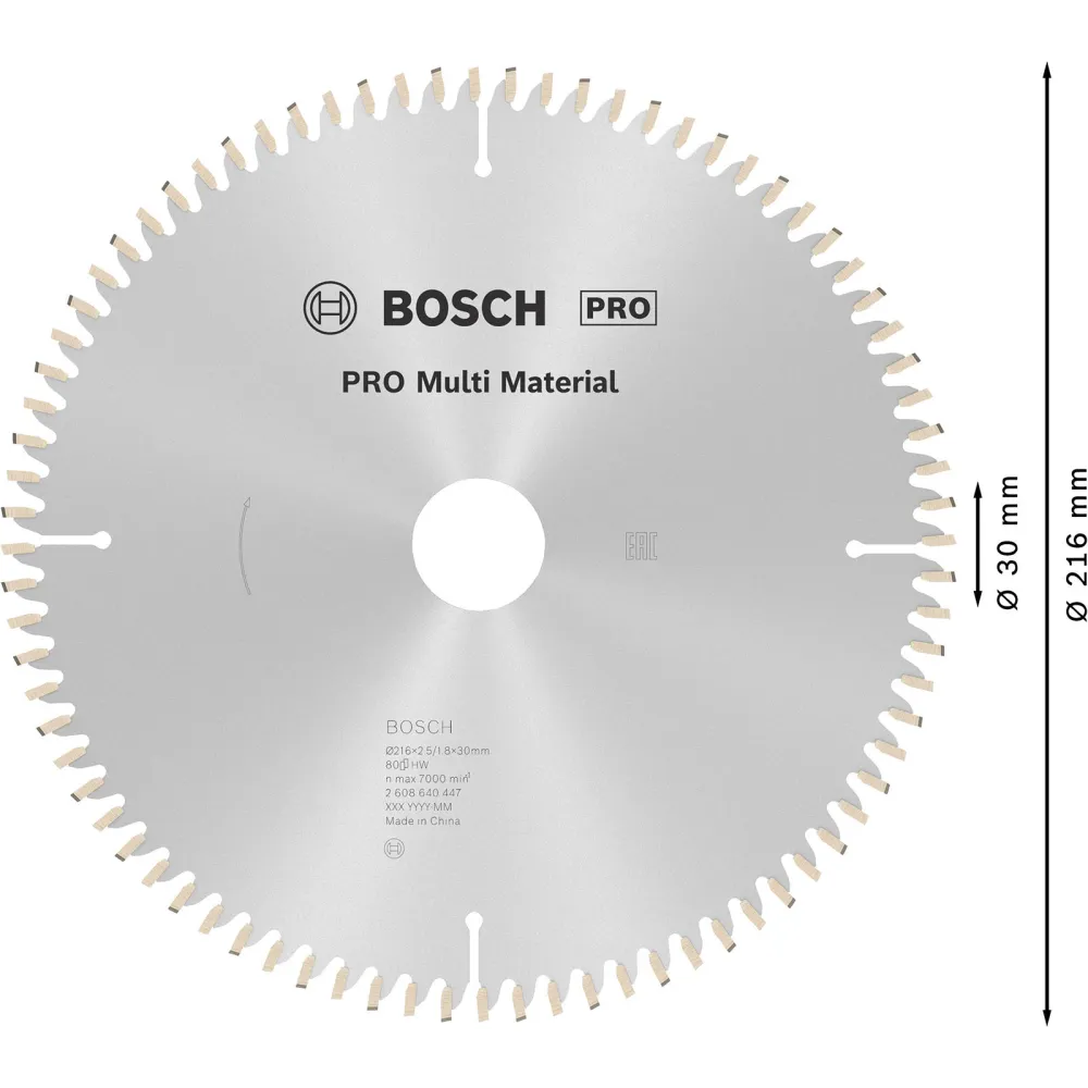 Bosch PRO Multi Material Kreissägeblatt 216 x 2,5 x 30 mm - 2608640447