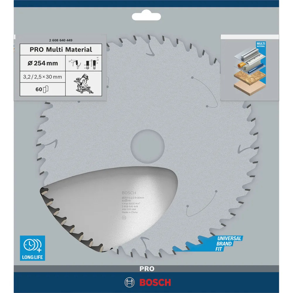 Bosch PRO Multi Material Kreissägeblatt 254 x 3,2 x 30 mm - 2608640449