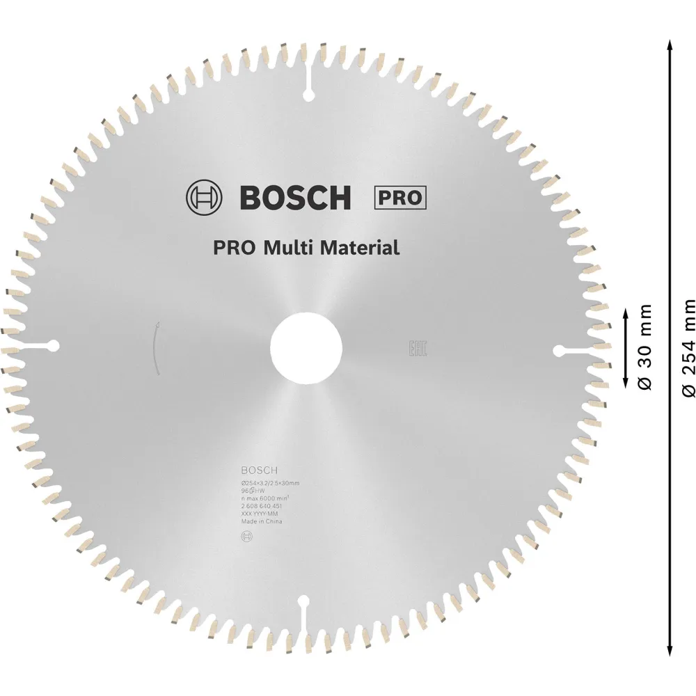 Bosch PRO Multi Material Kreissägeblatt 254 x 3,2 x 30 mm - 2608640451