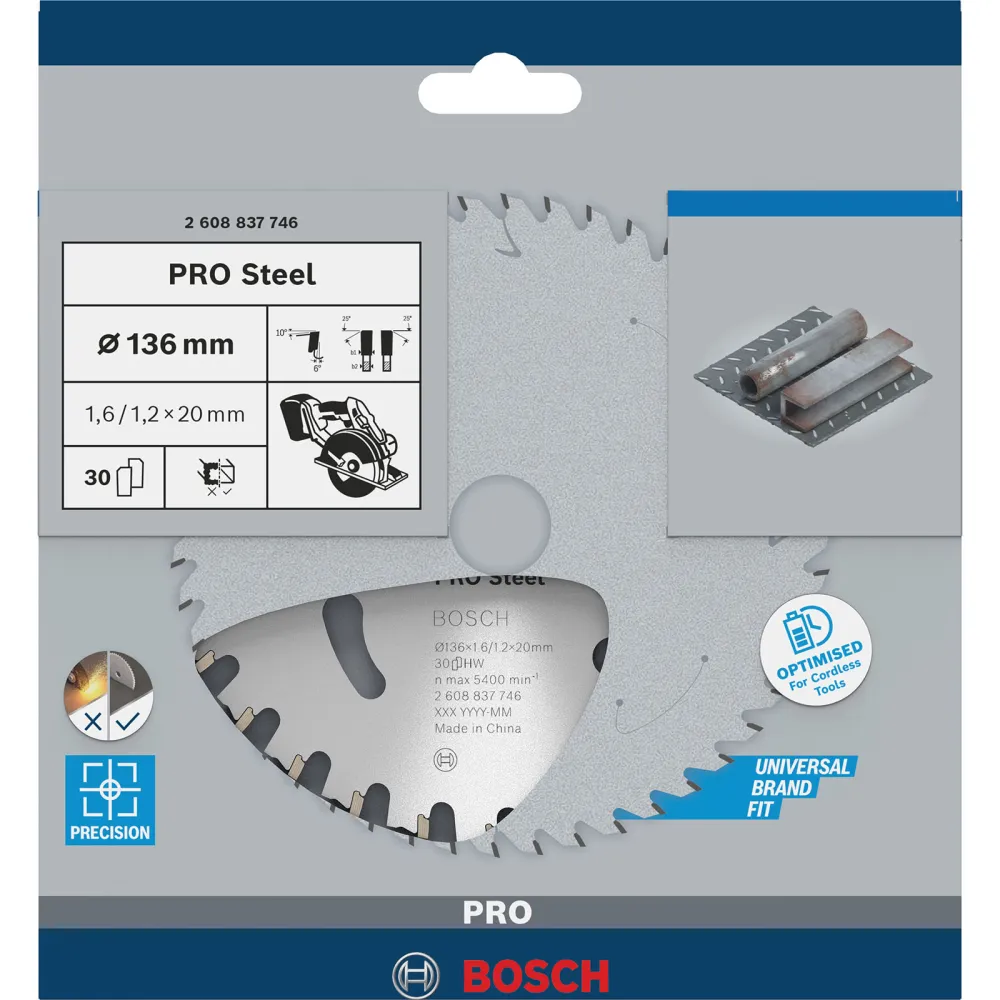 Bosch PRO Steel cordless Blatt für Kreissägen 136 x 1,6 x 20 mm - 2608837746
