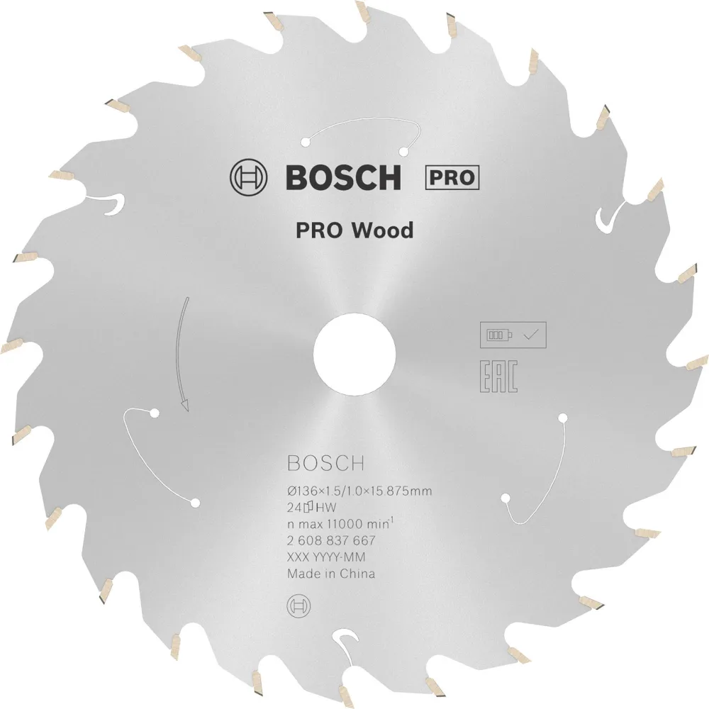 Bosch PRO Wood cordless Blatt für Kreissägen 136 x 1,5 x 15,875 mm - 2608837667