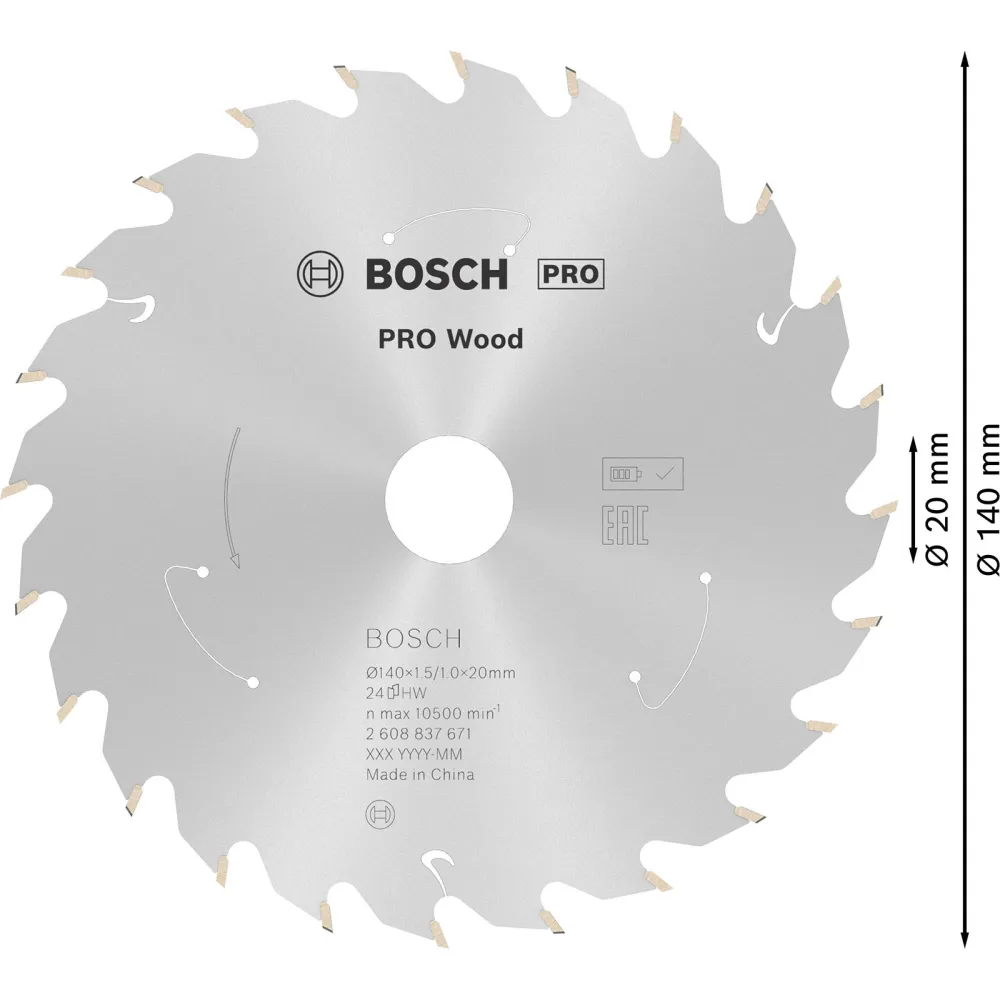 Bosch PRO Wood cordless Blatt für Kreissägen 140 x 1,5 x 20 mm - 2608837671