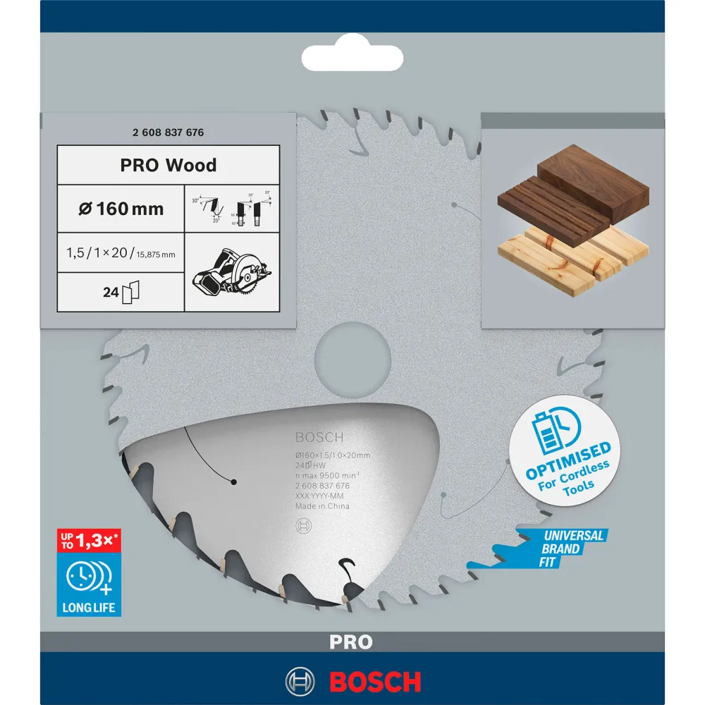 Bosch PRO Wood cordless Blatt für Kreissägen 160 x 1,5 x 20 mm - 2608837676