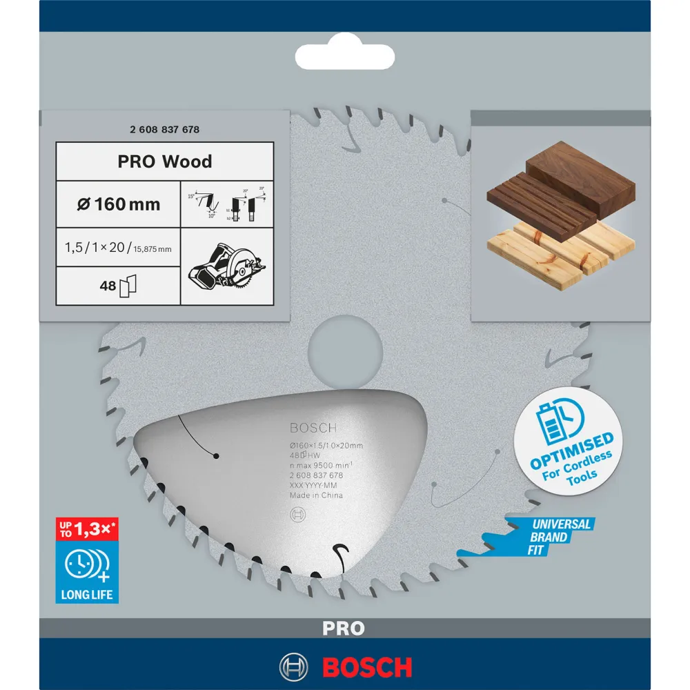 Bosch PRO Wood cordless Blatt für Kreissägen 160 x 1,5 x 20 mm - 2608837678