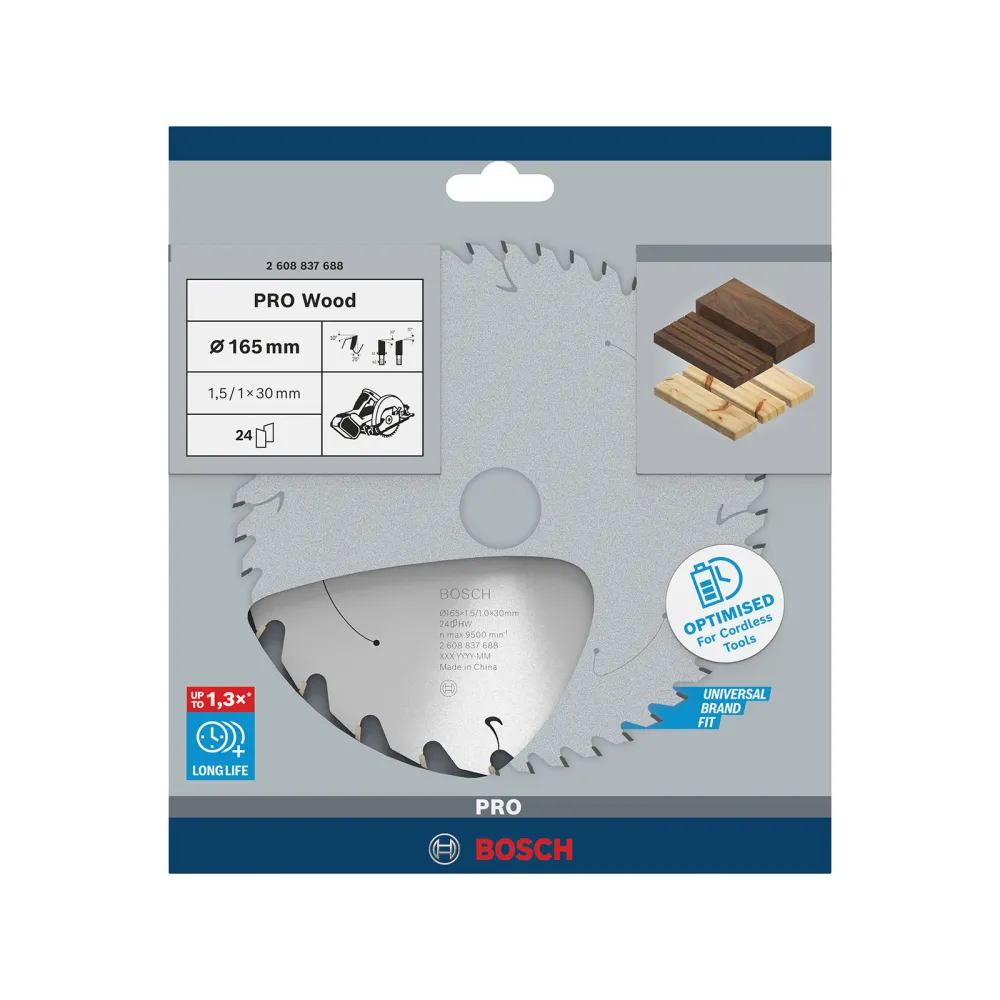 Bosch PRO Wood cordless Blatt für Kreissägen 165 x 1,5 x 30 mm - 2608837688