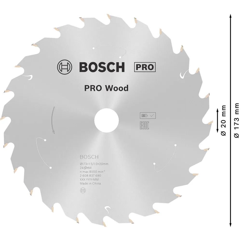 Bosch PRO Wood cordless Blatt für Kreissägen 173 x 1,5 x 20 mm - 2608837690