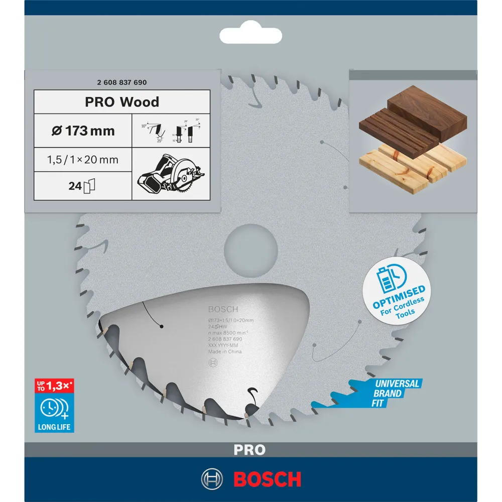 Bosch PRO Wood cordless Blatt für Kreissägen 173 x 1,5 x 20 mm - 2608837690
