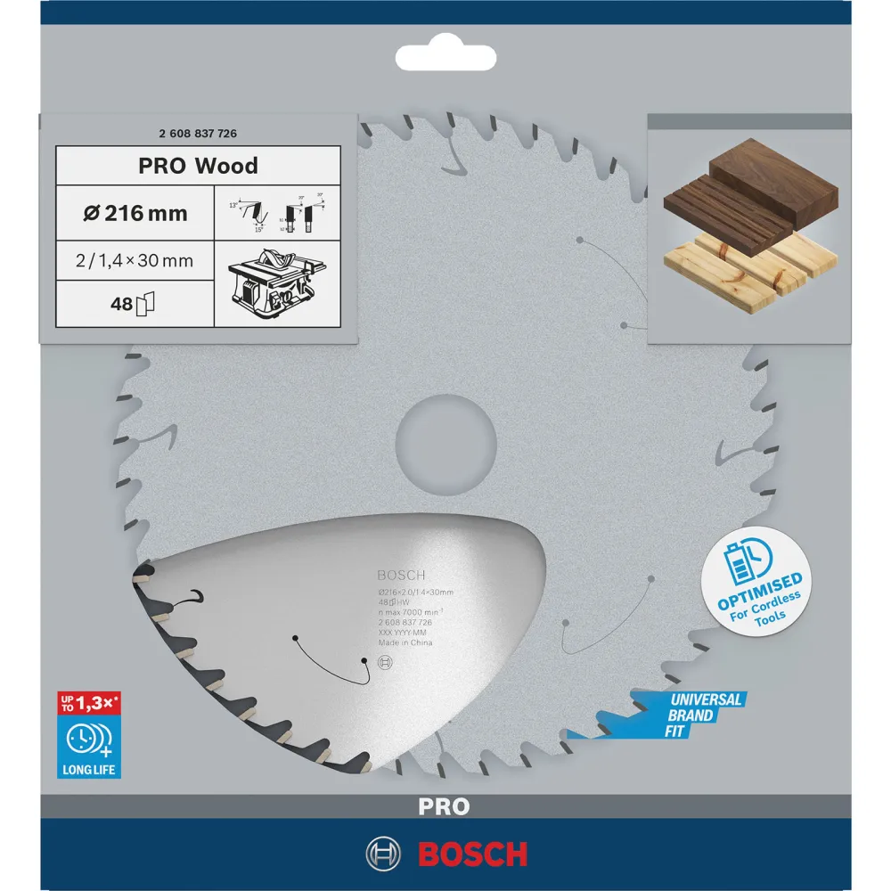 Bosch PRO Wood cordless Blatt für Kreissägen 216 x 1,7 x 30 mm - 2608837726