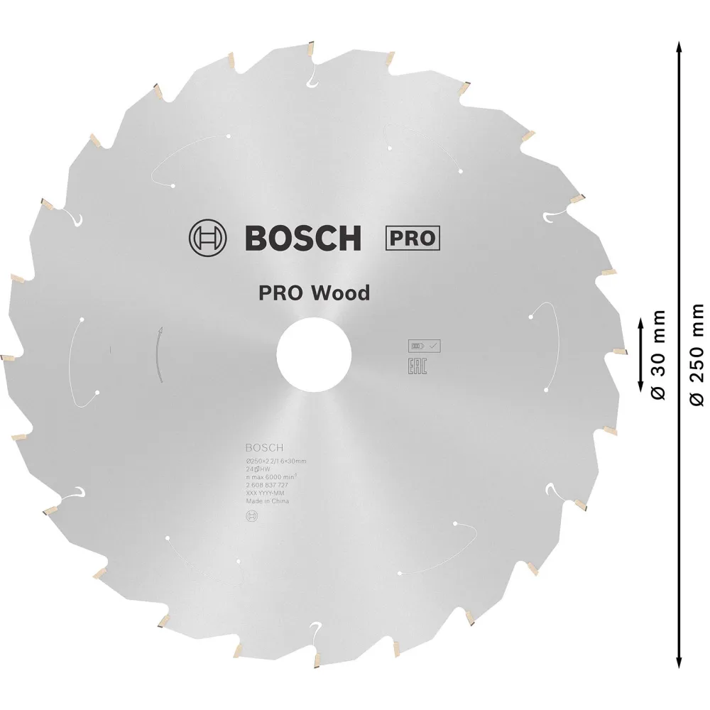 Bosch PRO Wood cordless Blatt für Kreissägen 250 x 2,2 x 30 mm - 2608837727