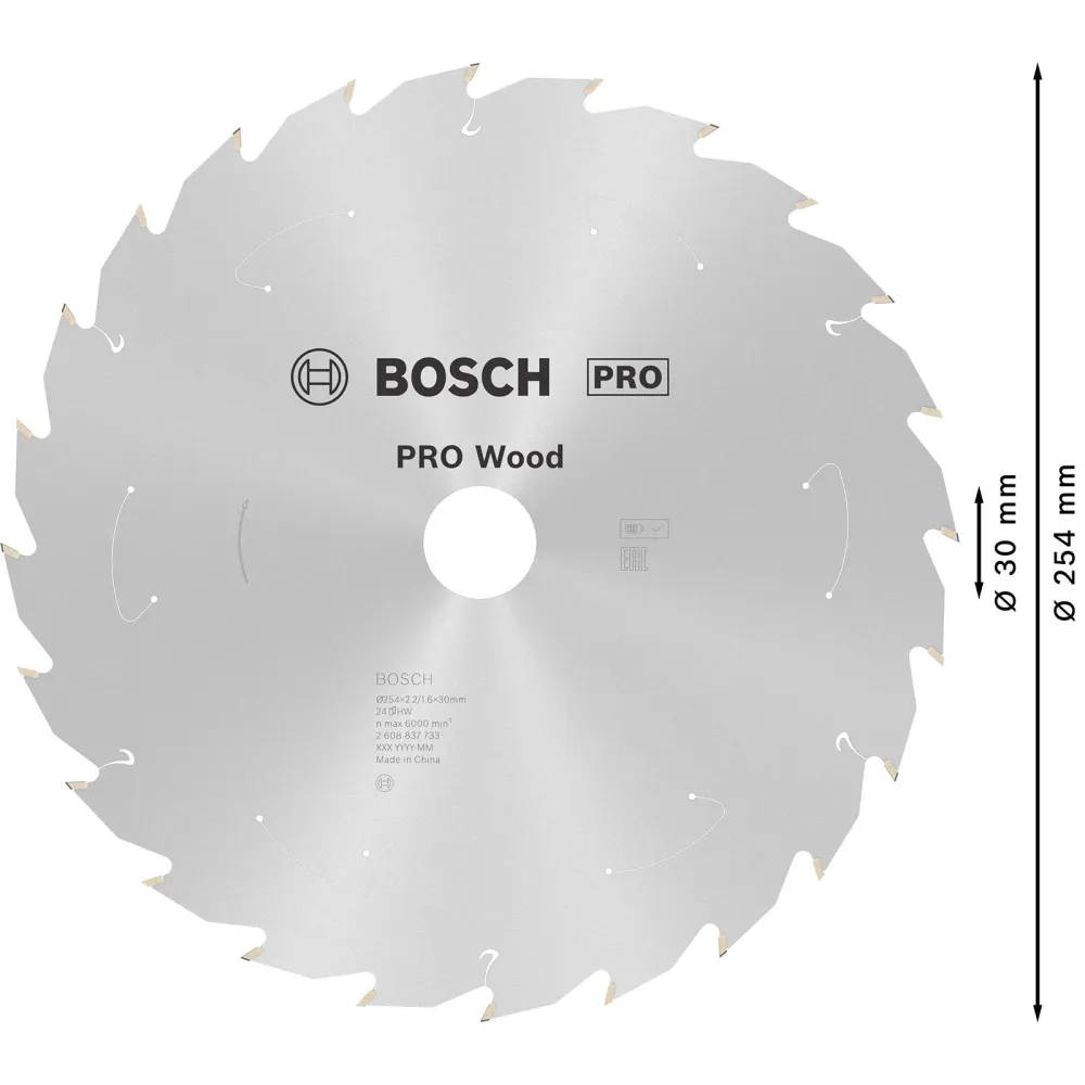 Bosch PRO Wood cordless Blatt für Kreissägen 254 x 2,2 x 30 mm - 2608837733