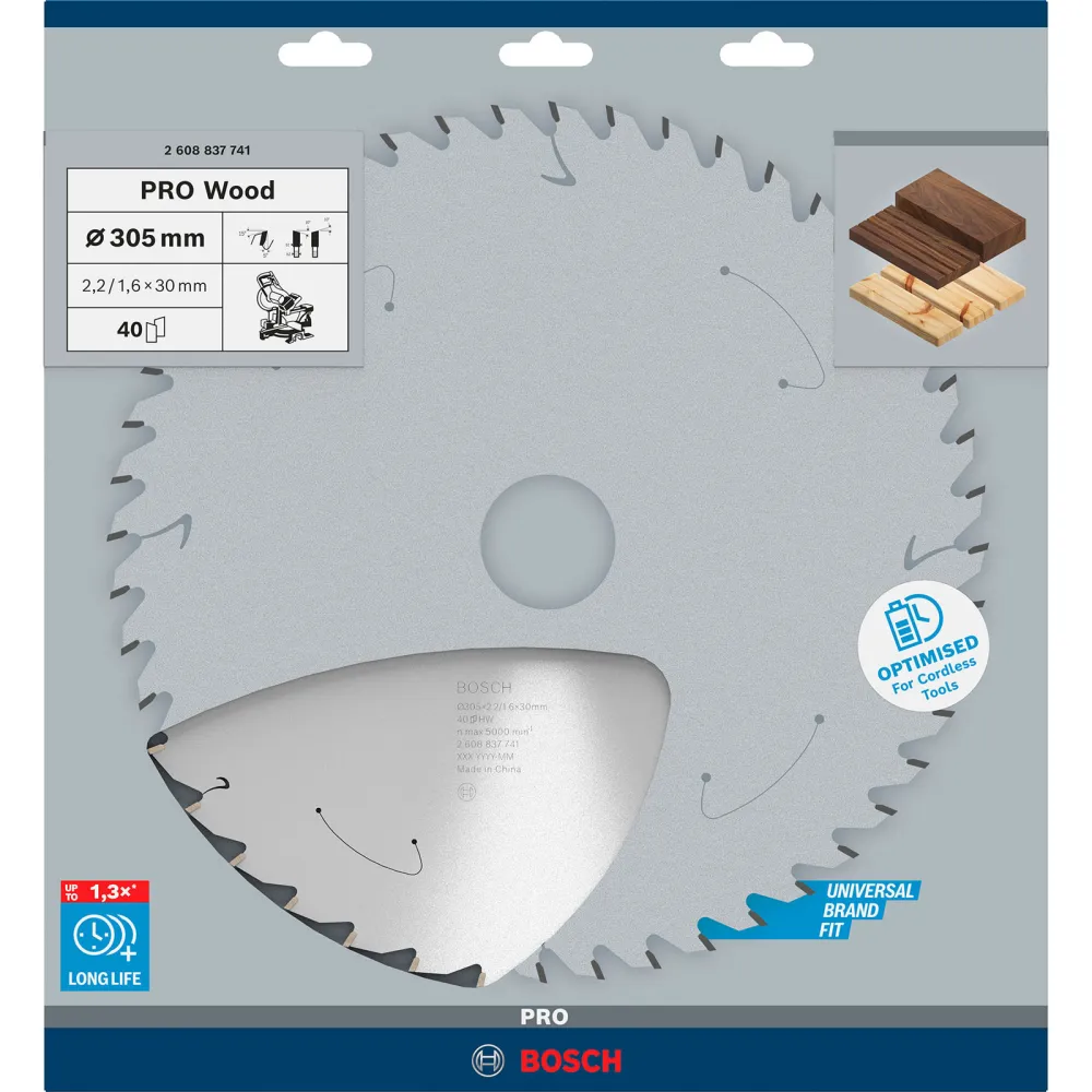 Bosch PRO Wood cordless Blatt für Kreissägen 305 x 2,2 x 30 mm - 2608837741