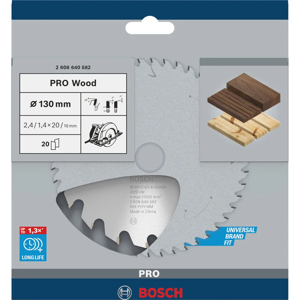 Bosch PRO Wood Kreissägeblatt 130 x 2,4 x 20 mm - 2608640582