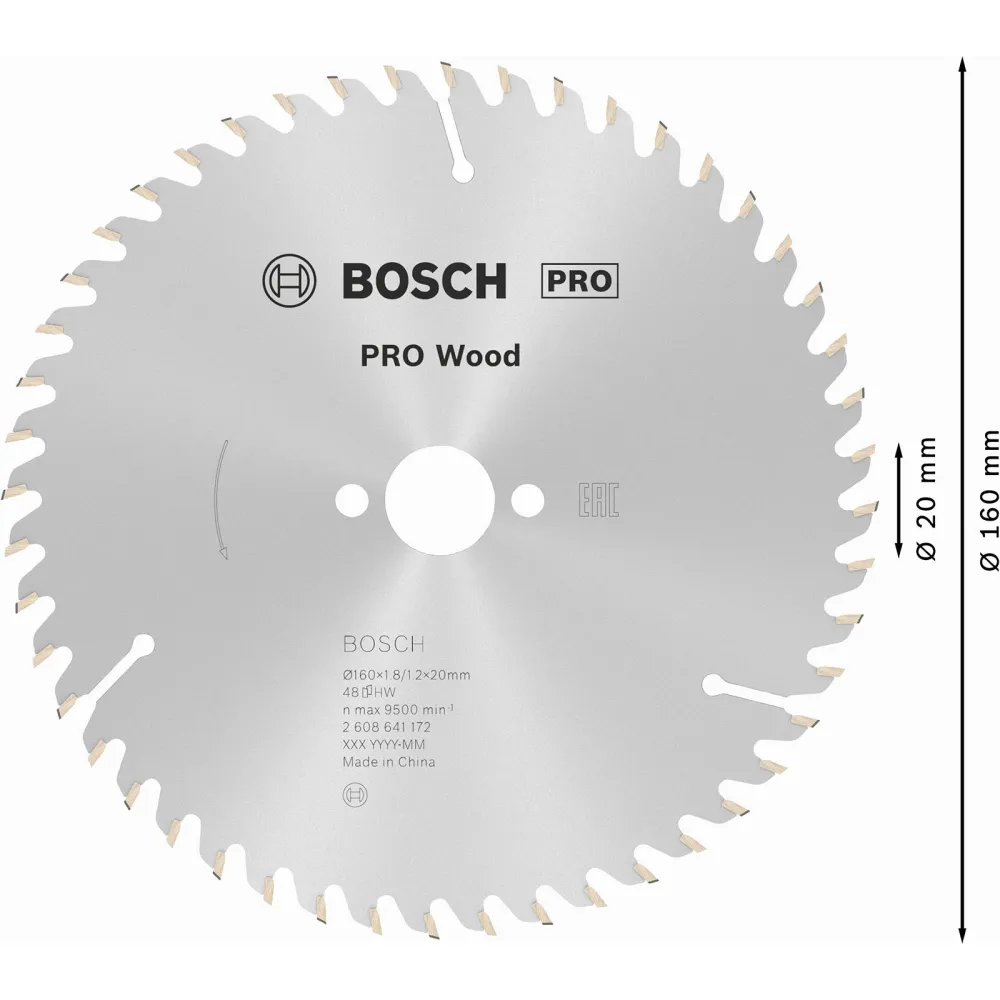 Bosch PRO Wood Kreissägeblatt 160 x 1,8 x 20 mm - 2608641172
