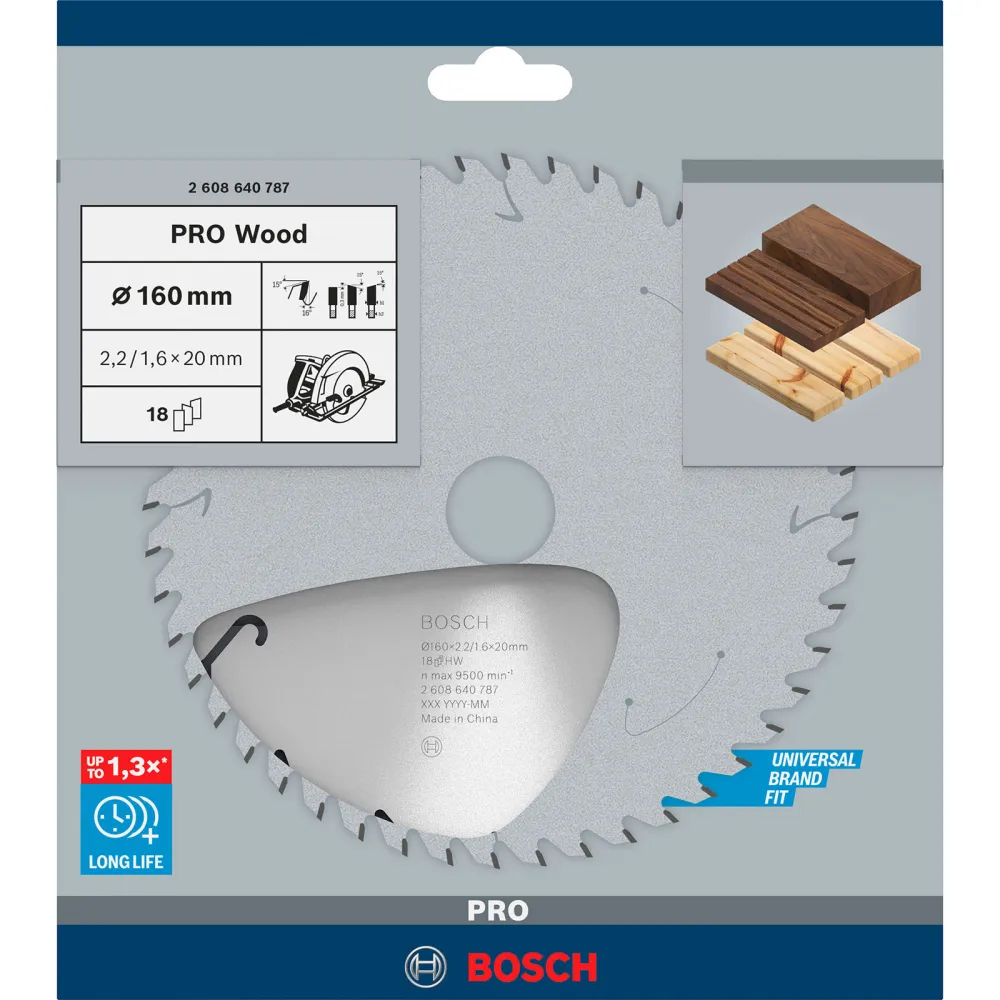 Bosch PRO Wood Kreissägeblatt 160 x 2,2 x 20 mm - 2608640787