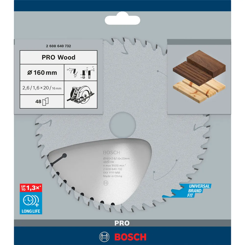 Bosch PRO Wood Kreissägeblatt 160 x 2,6 x 20 mm - 2608640732