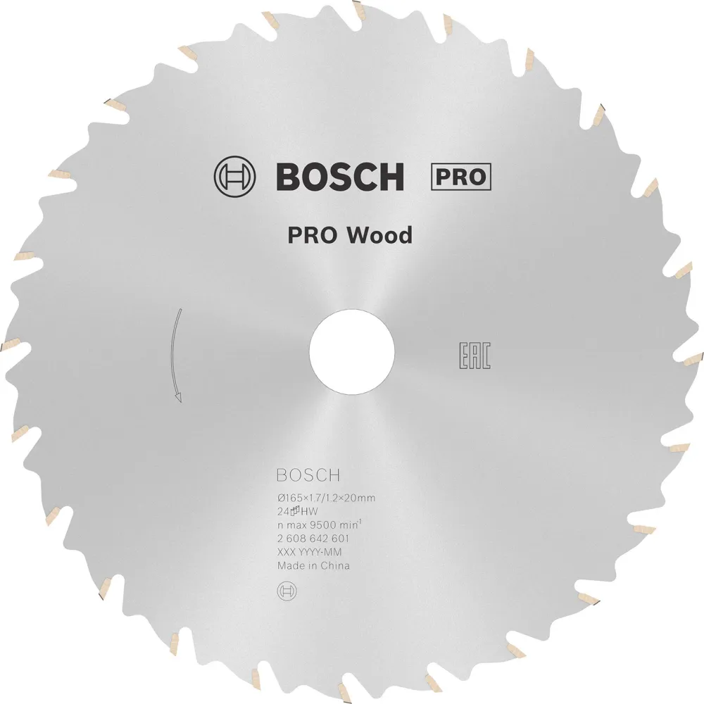 Bosch PRO Wood Kreissägeblatt 165 x 1,7 x 20 mm - 2608642601