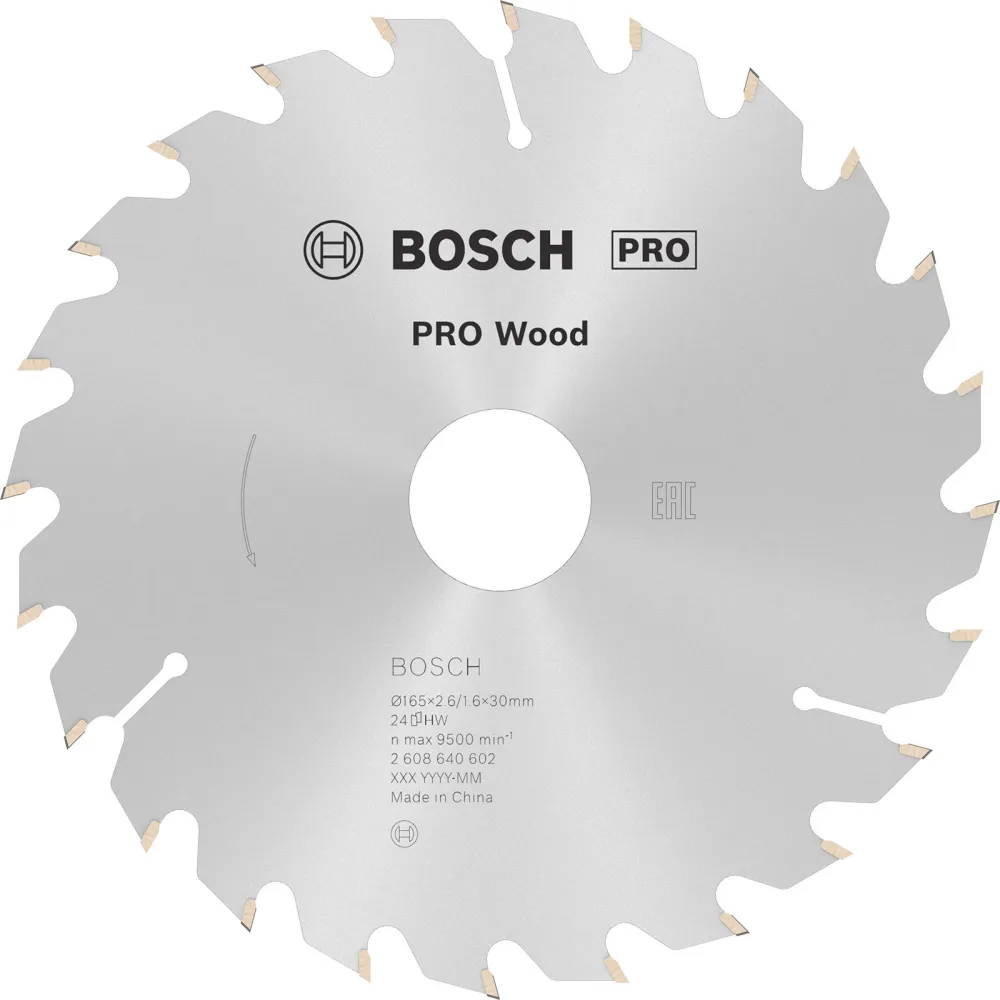 Bosch PRO Wood Kreissägeblatt 165 x 2,6 x 30 mm - 2608640602