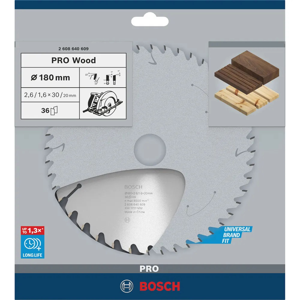 Bosch PRO Wood Kreissägeblatt 180 x 2,6 x 30 mm - 2608640609