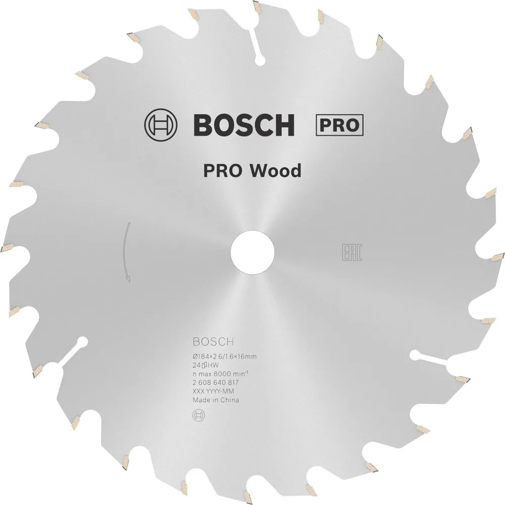 Bosch PRO Wood Kreissägeblatt 184 x 2,6 x 16 mm - 2608640817