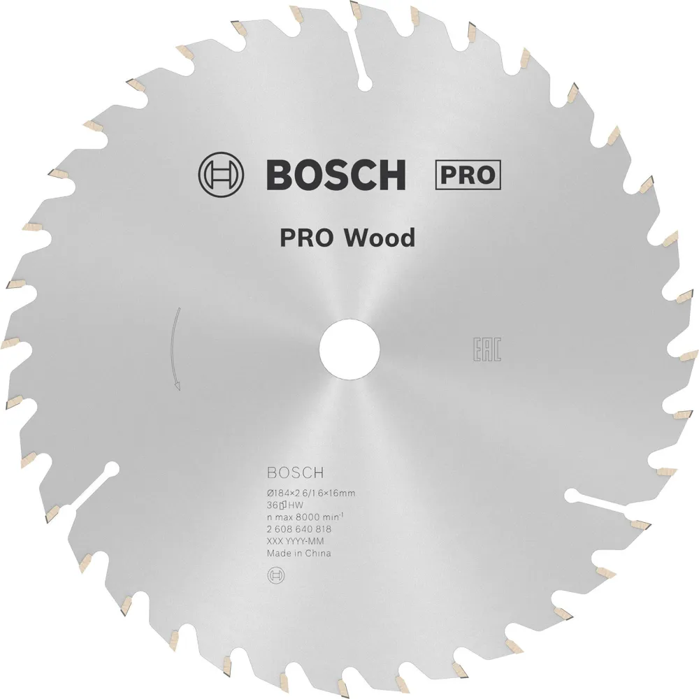 Bosch PRO Wood Kreissägeblatt 184 x 2,6 x 16 mm - 2608640818