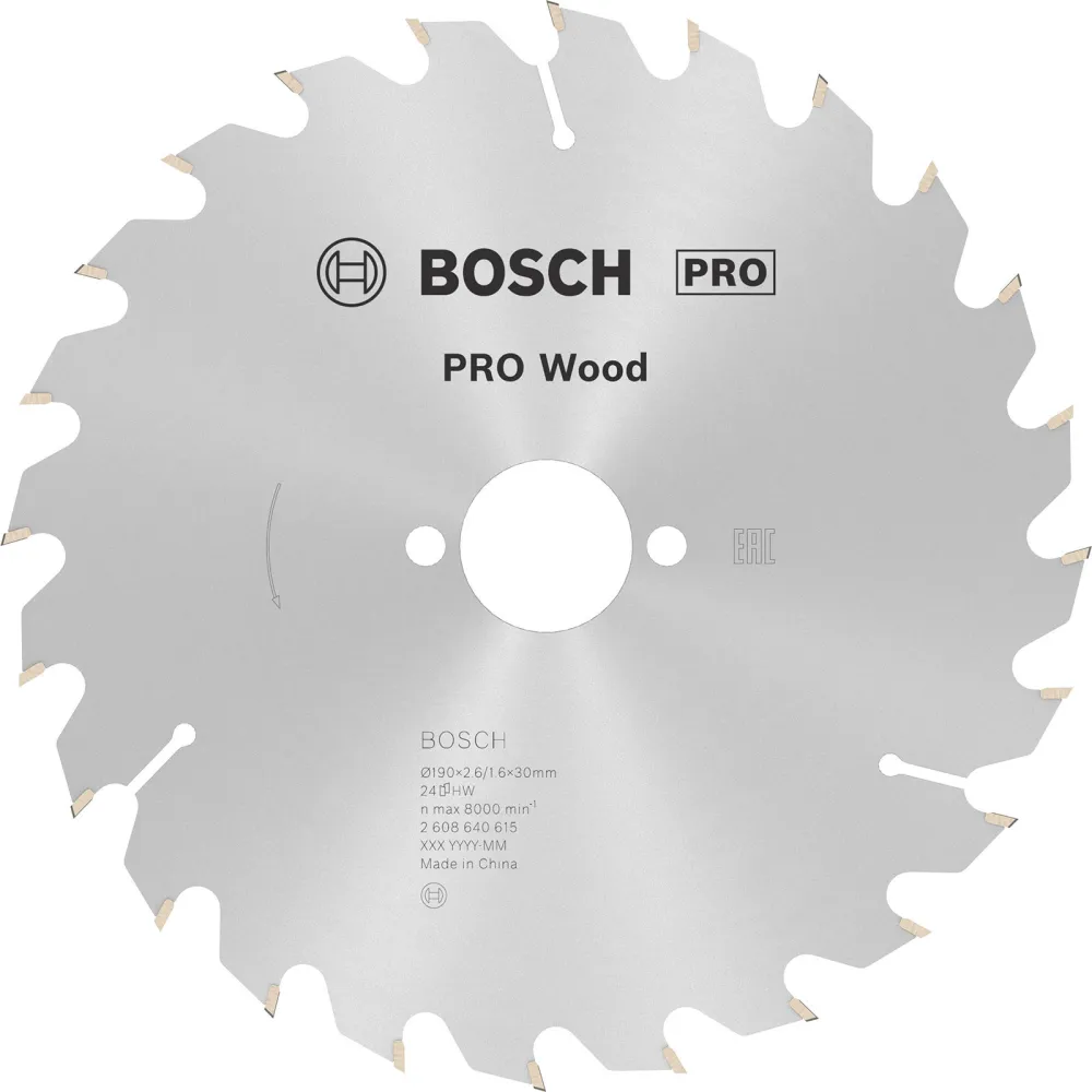 Bosch PRO Wood Kreissägeblatt 190 x 2,6 x 30 mm - 2608640615