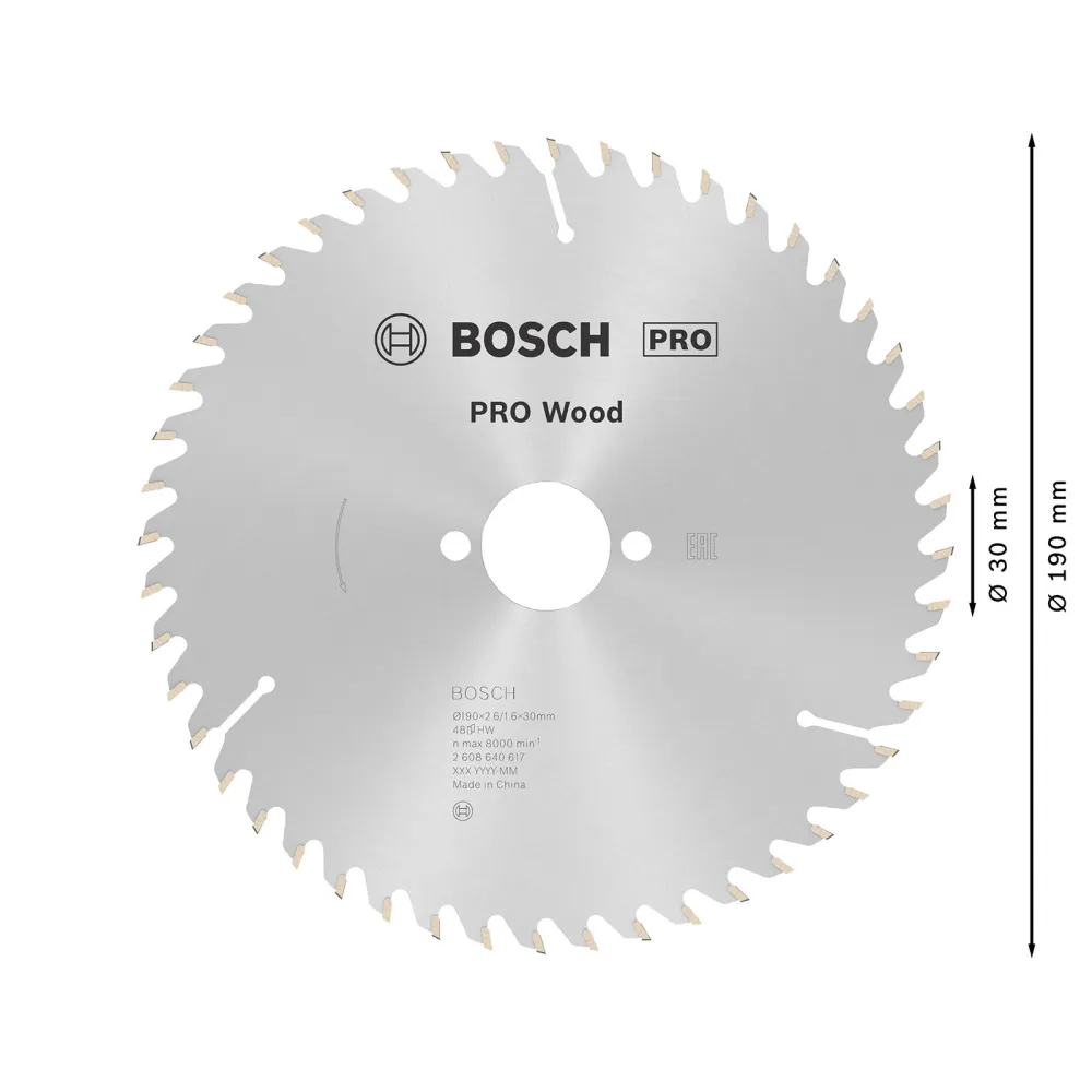 Bosch PRO Wood Kreissägeblatt 190 x 2,6 x 30 mm - 2608640617