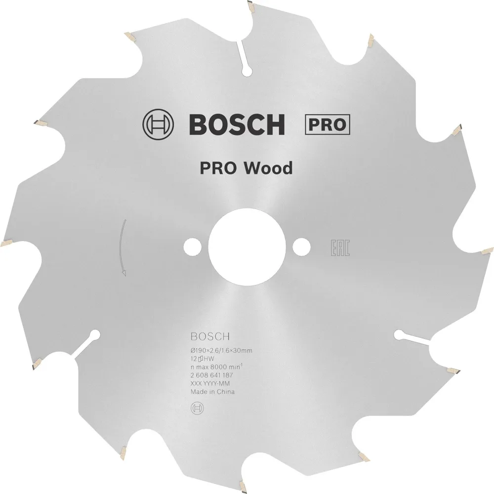 Bosch PRO Wood Kreissägeblatt 190 x 2,6 x 30 mm - 2608641187