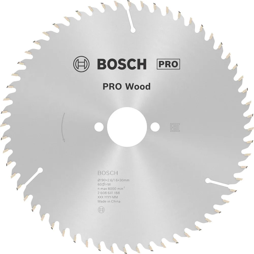 Bosch PRO Wood Kreissägeblatt 190 x 2,6 x 30 mm - 2608641188