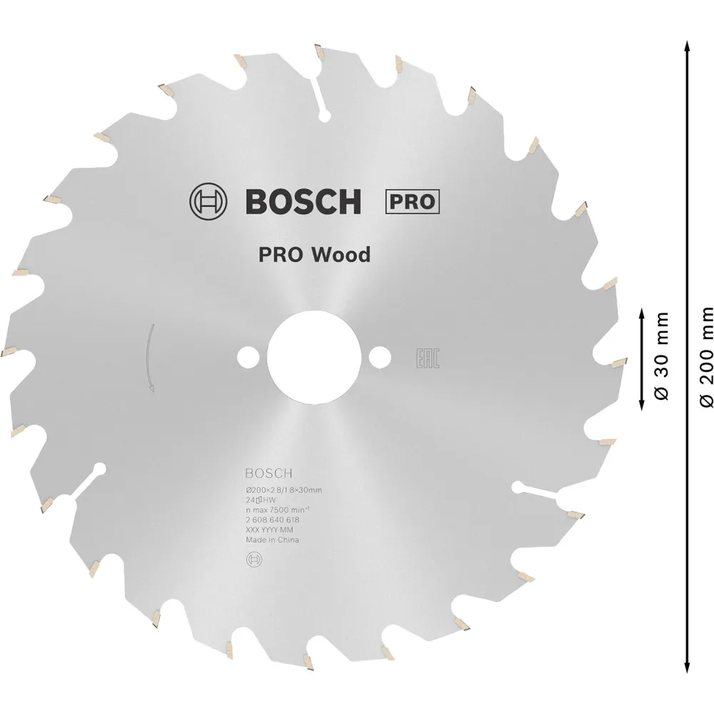 Bosch PRO Wood Kreissägeblatt 200 x 2,8 x 30 mm - 2608640618