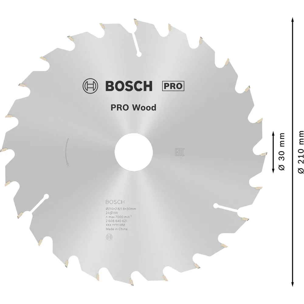 Bosch PRO Wood Kreissägeblatt 210 x 2,8 x 30 mm - 2608640621