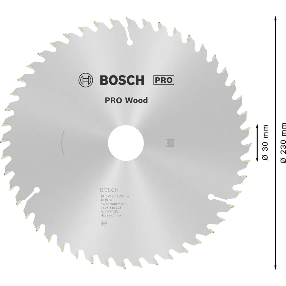 Bosch PRO Wood Kreissägeblatt 210 x 2,8 x 30 mm - 2608640623