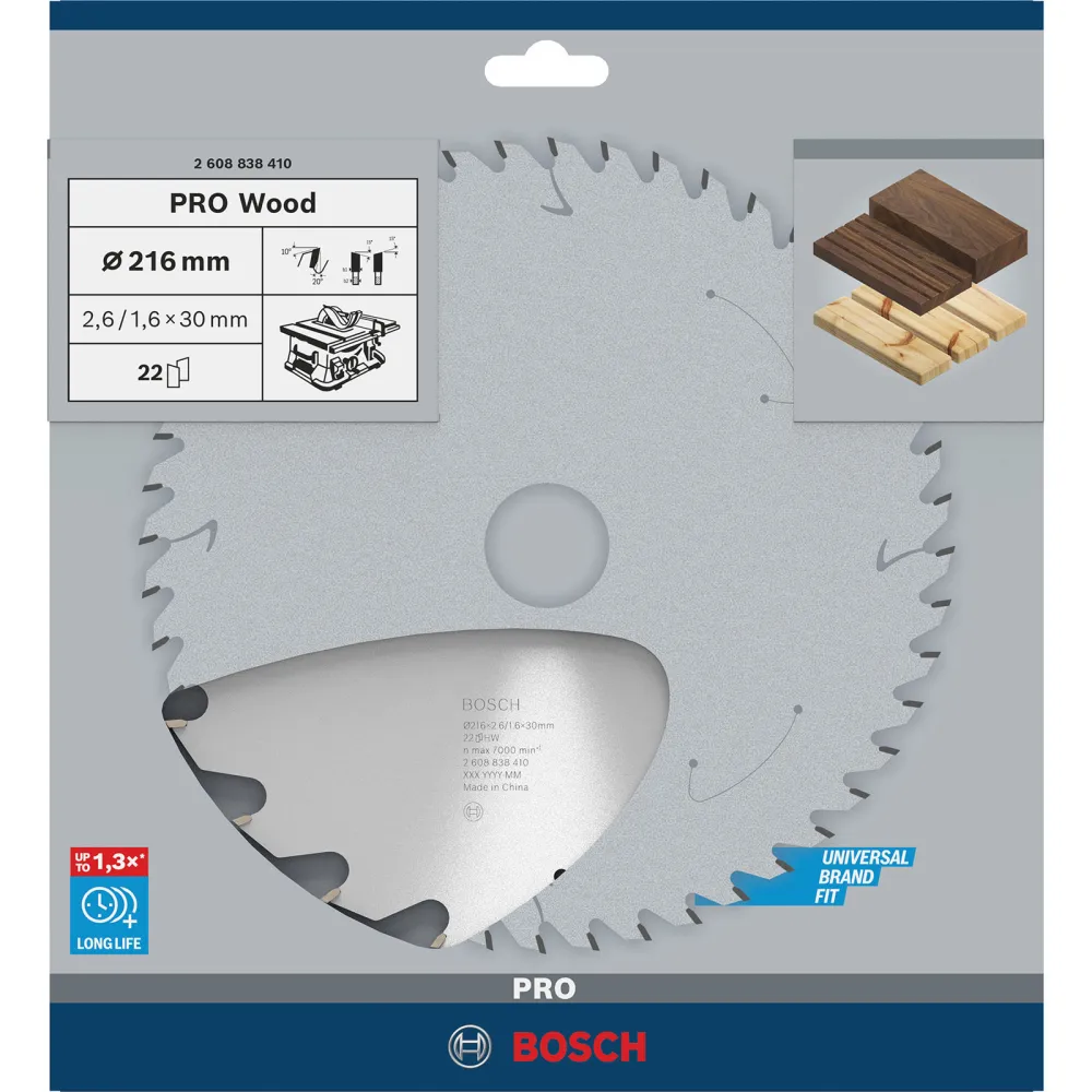Bosch PRO Wood Kreissägeblatt 216 x 2,6 x 30 mm - 2608838410