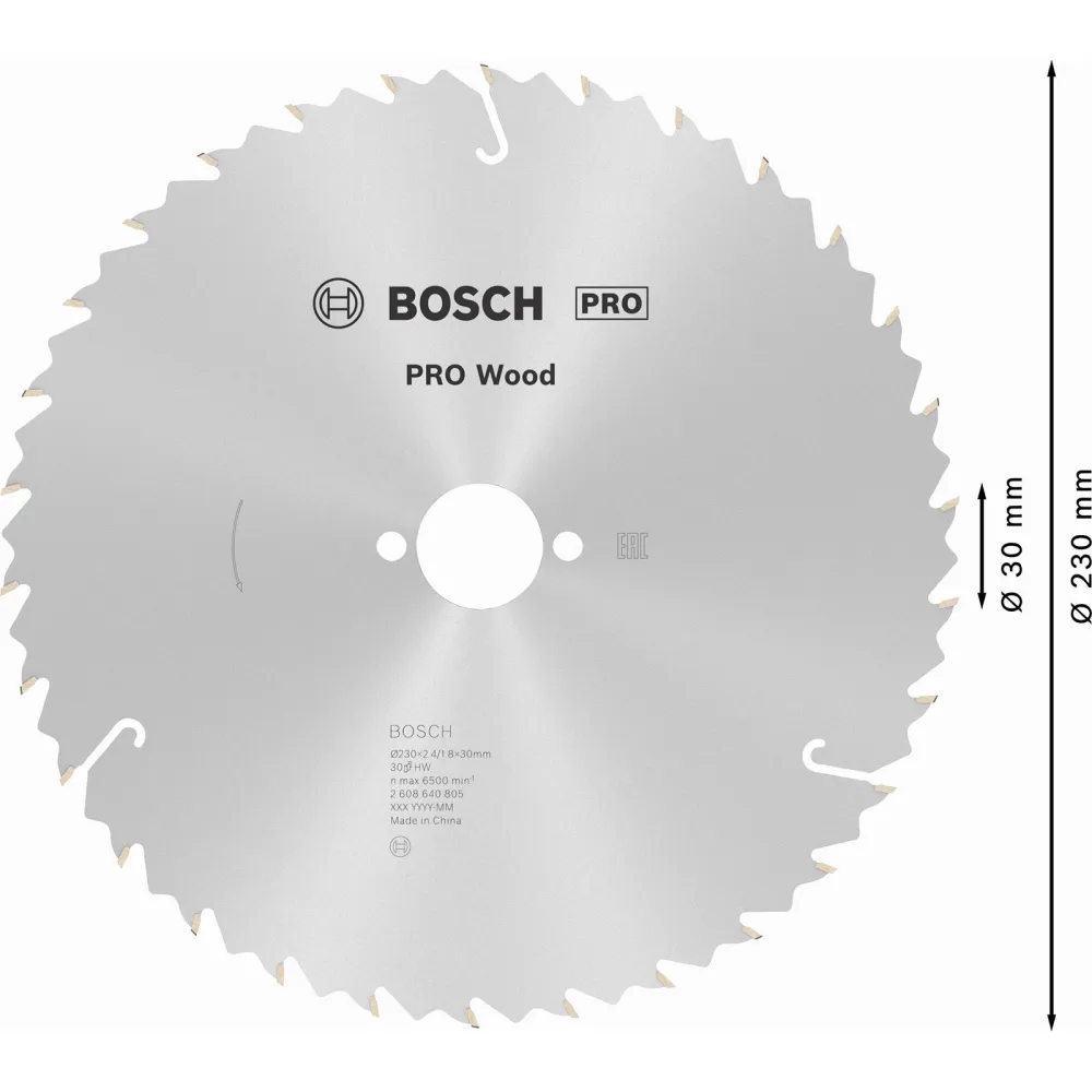Bosch PRO Wood Kreissägeblatt 230 x 2,4 x 30 mm - 2608640805