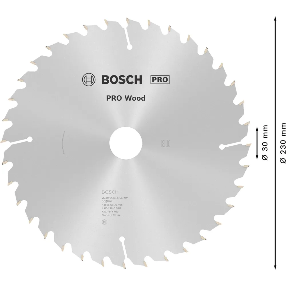 Bosch PRO Wood Kreissägeblatt 230 x 2,8 x 30 mm - 2608640628