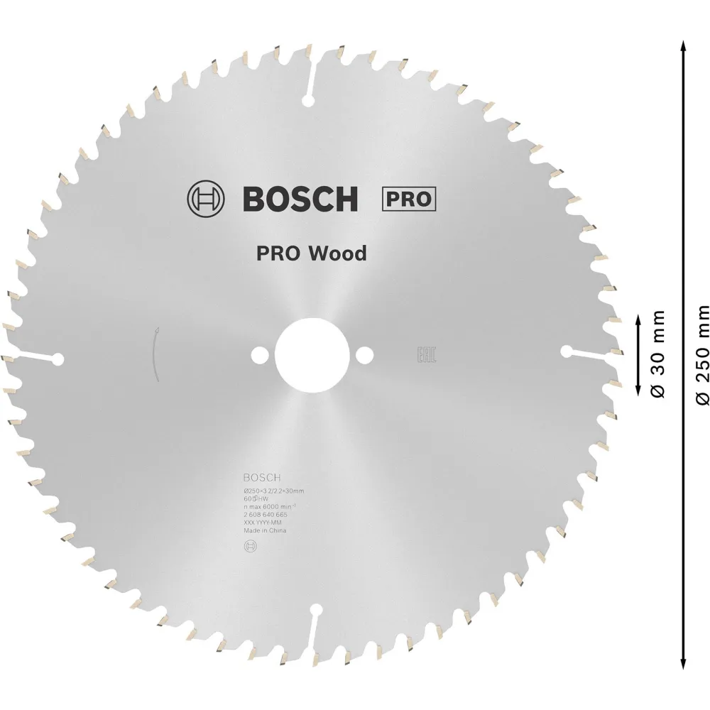 Bosch PRO Wood Kreissägeblatt 250 x 3,2 x 30 mm - 2608640665