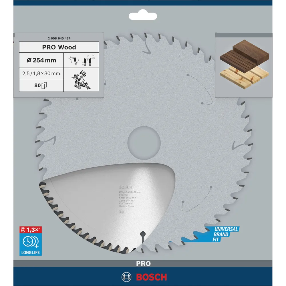 Bosch PRO Wood Kreissägeblatt 254 x 2,5 x 30 mm - 2608640437