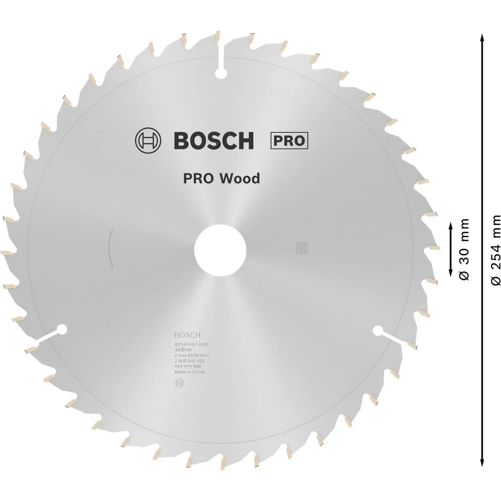 Bosch PRO Wood Kreissägeblatt 254 x 2 x 30 mm - 2608640435