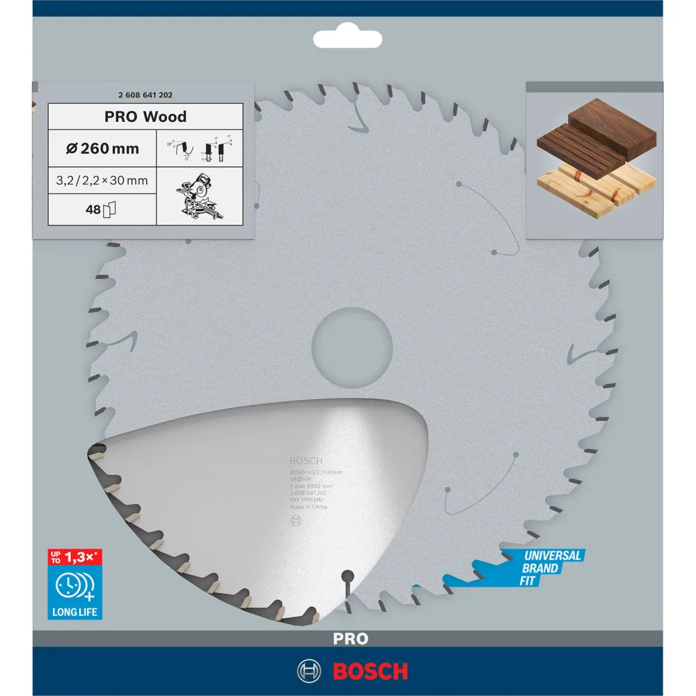 Bosch PRO Wood Kreissägeblatt 260 x 3,2 x 30 mm - 2608641202