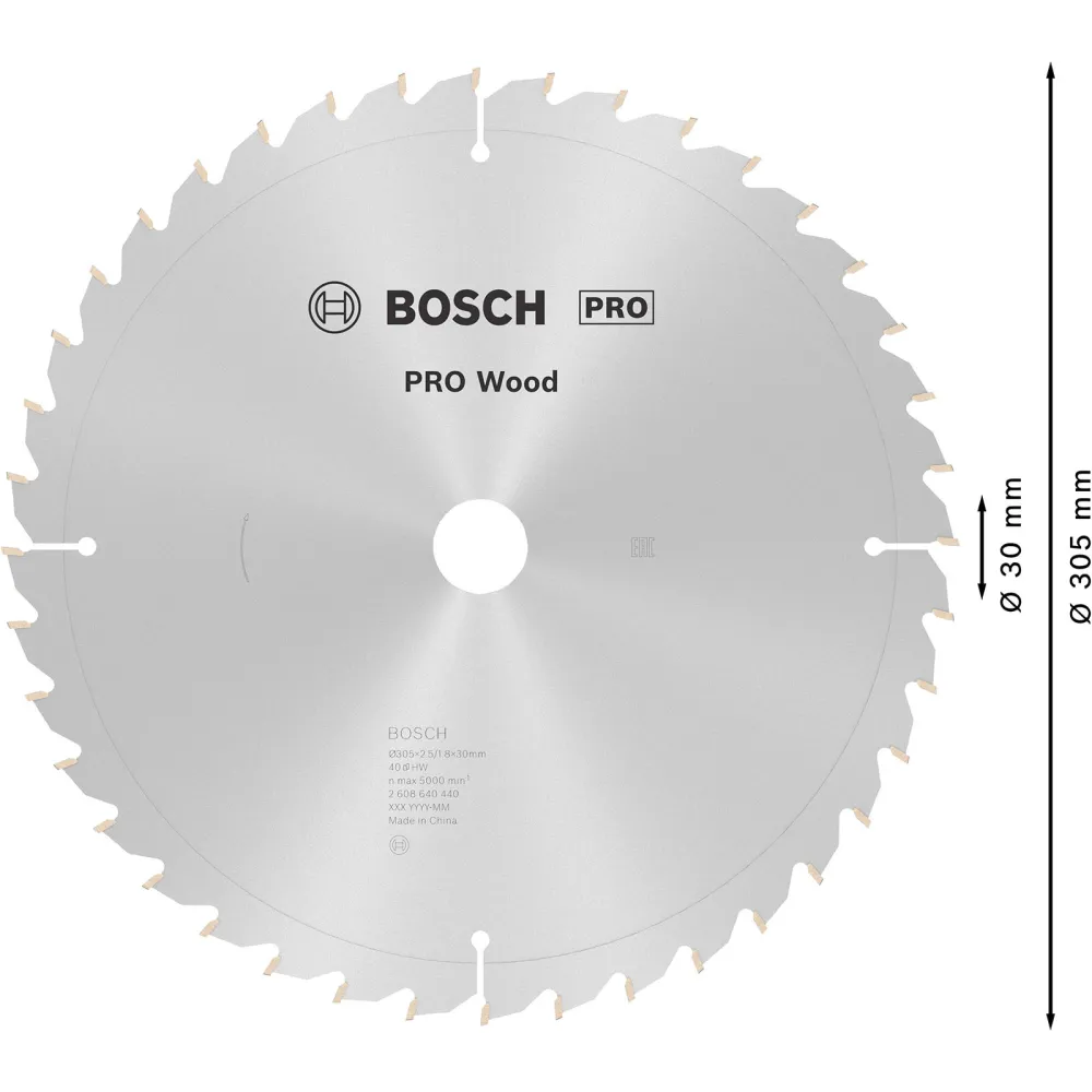 Bosch PRO Wood Kreissägeblatt 305 x 2,5 x 30 mm - 2608640440