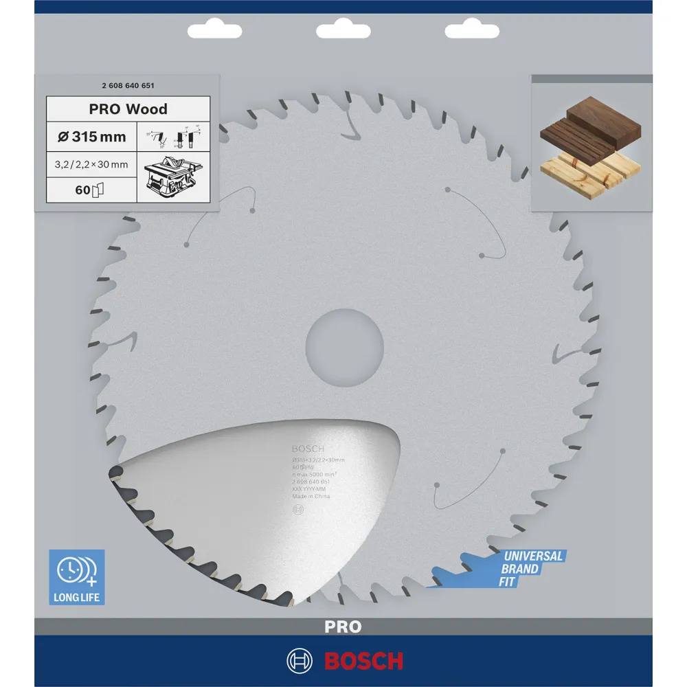 Bosch PRO Wood Kreissägeblatt 315 x 3,2 x 30 mm - 2608640651