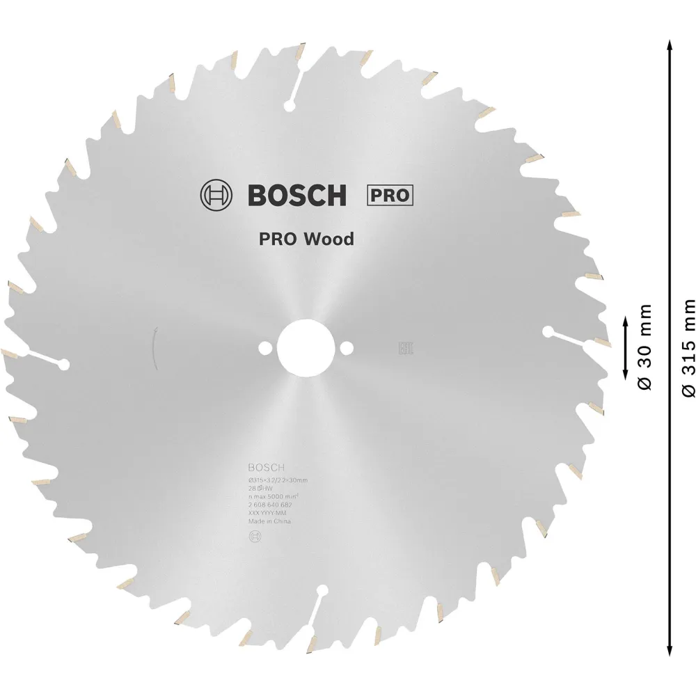 Bosch PRO Wood Kreissägeblatt 315 x 3,2 x 30 mm - 2608640682