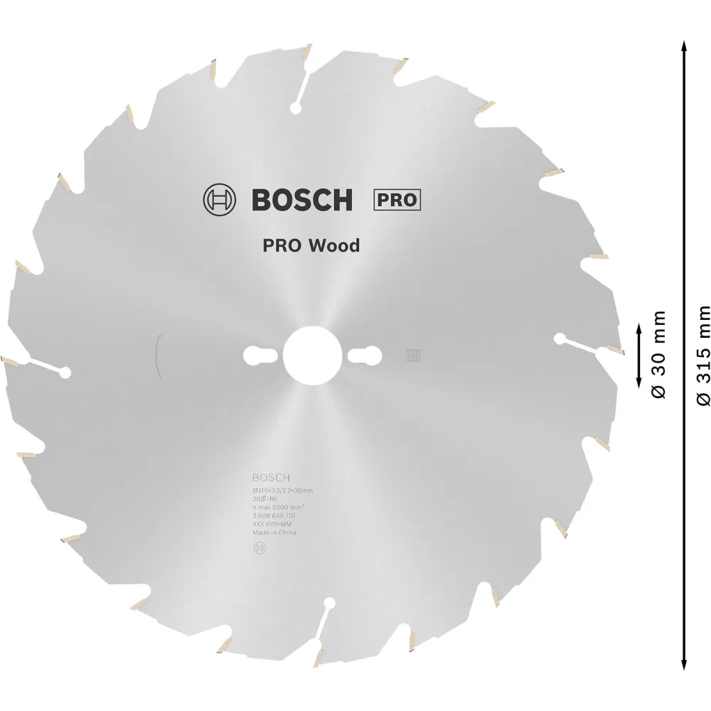 Bosch PRO Wood Kreissägeblatt 315 x 3,2 x 30 mm - 2608640701
