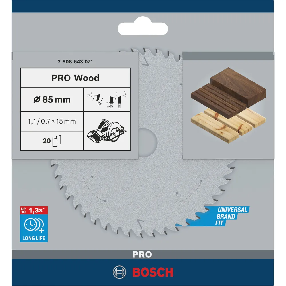 Bosch PRO Wood Kreissägeblatt 85 x 1,1 x 15 mm - 2608643071