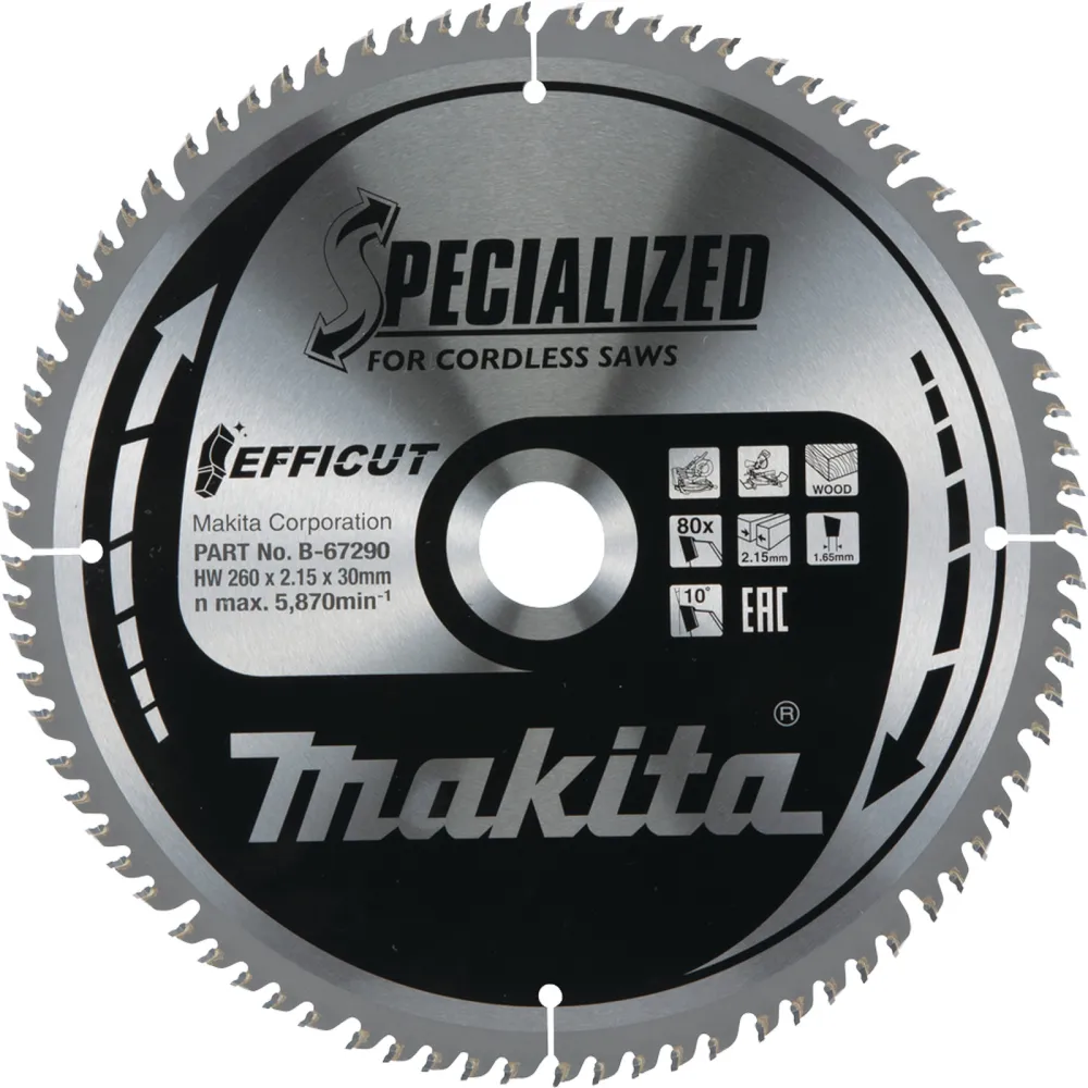 Makita EFFICUT Sägeblatt Holz 260 x 30 x 80Z - B-67290