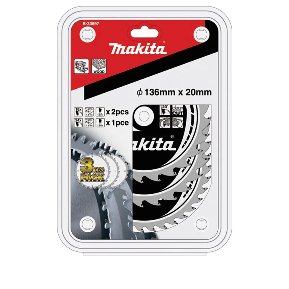 Makita SPECIALIZED Sägeblatt-Set 136x20 mm (2x16Z+1x 24Z) - B-33897