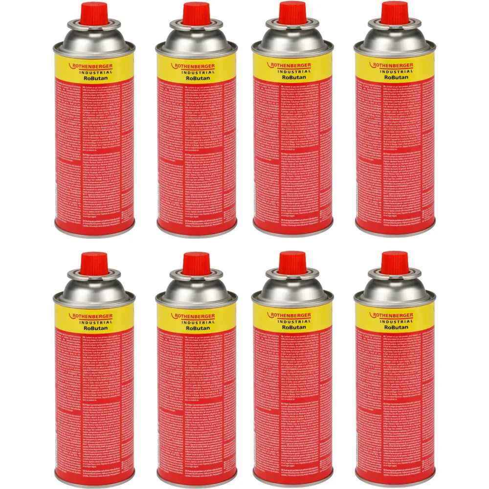 ROTHENBERGER Industrial Gaskartusche RoButan 220 g / 393 ml, Bajonett-Verschluss, MSF-1A, Ventilkartusche Gas Outdoor Camp...