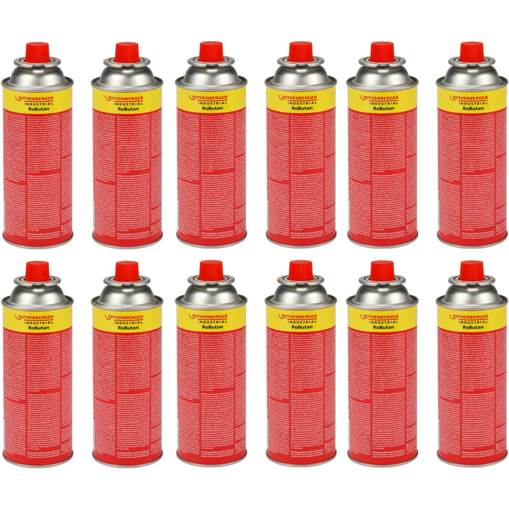 ROTHENBERGER Industrial Gaskartusche RoButan 220 g / 393 ml, Bajonett-Verschluss, MSF-1A, Ventilkartusche Gas Outdoor Camp...