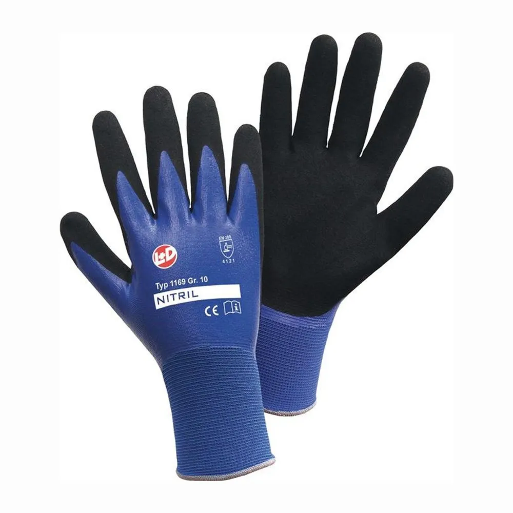 L+D Handschuhe Nitril Aqua blau / schwarz Gr. 9 - 1169-9