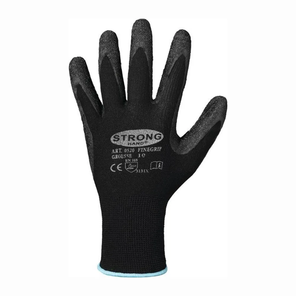 STRONGHAND Handschuhe Finegrip schwarz EN 388 PSA II Gr. 8 - 0520-08H