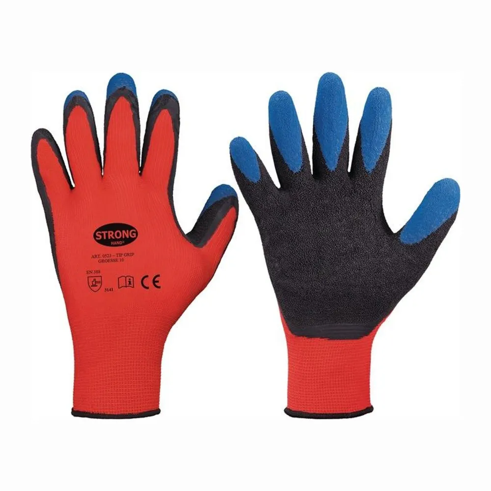 STRONGHAND Handschuhe Tip Grip rot / schwarz / blau EN 388 PSA II Gr. 10 - 0523-10H